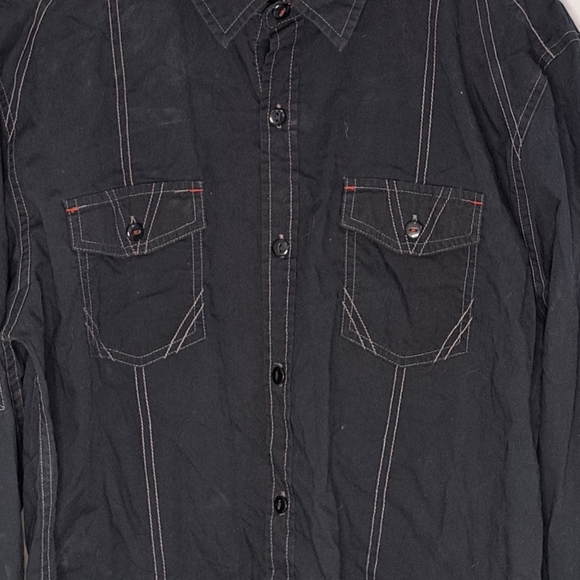 Tranquility Mayhem Mens Medium Button-Down Long Sleeve Shirt Black Western Style - Picture 2 of 9